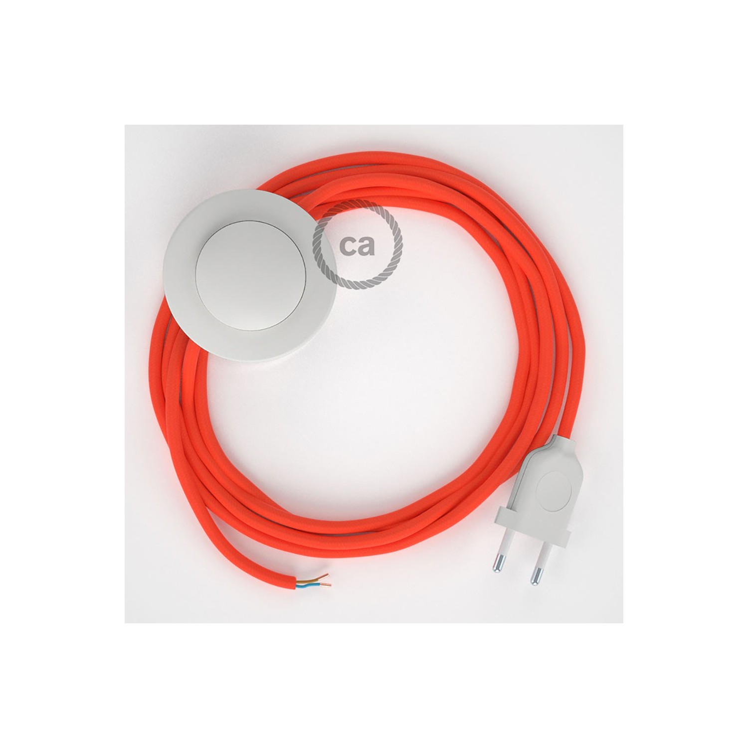 Sladdställ med fotströmbrytare, RF15 Orange Neon Viskos 3 m. Välj färg på strömbrytare och kontakt
