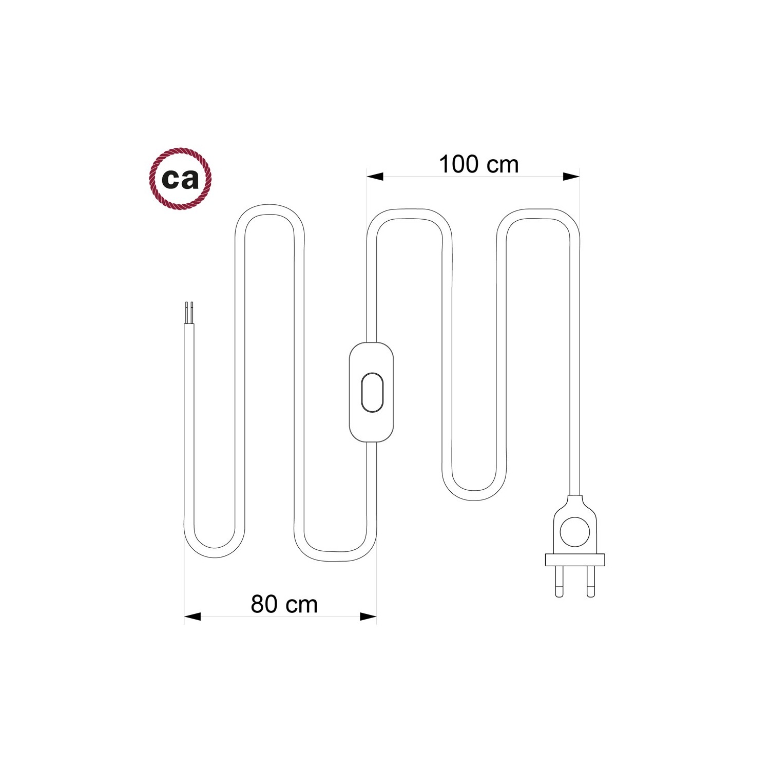 Sladdställ, RM16 Ljusrosa Viskos 1,80 m. Välj färg på strömbrytare och kontakt