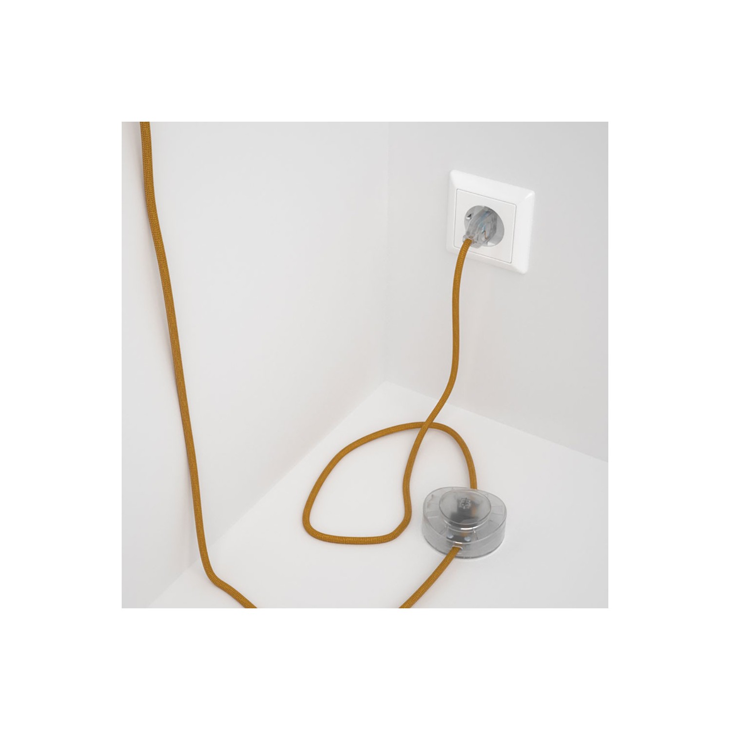 Sladdställ med fotströmbrytare, RM05 Guld Viskos 3 m. Välj färg på strömbrytare och kontakt