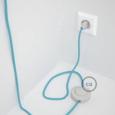 Sladdställ med fotströmbrytare, RM17 Ljusblå Viskos 3 m. Välj färg på strömbrytare och kontakt