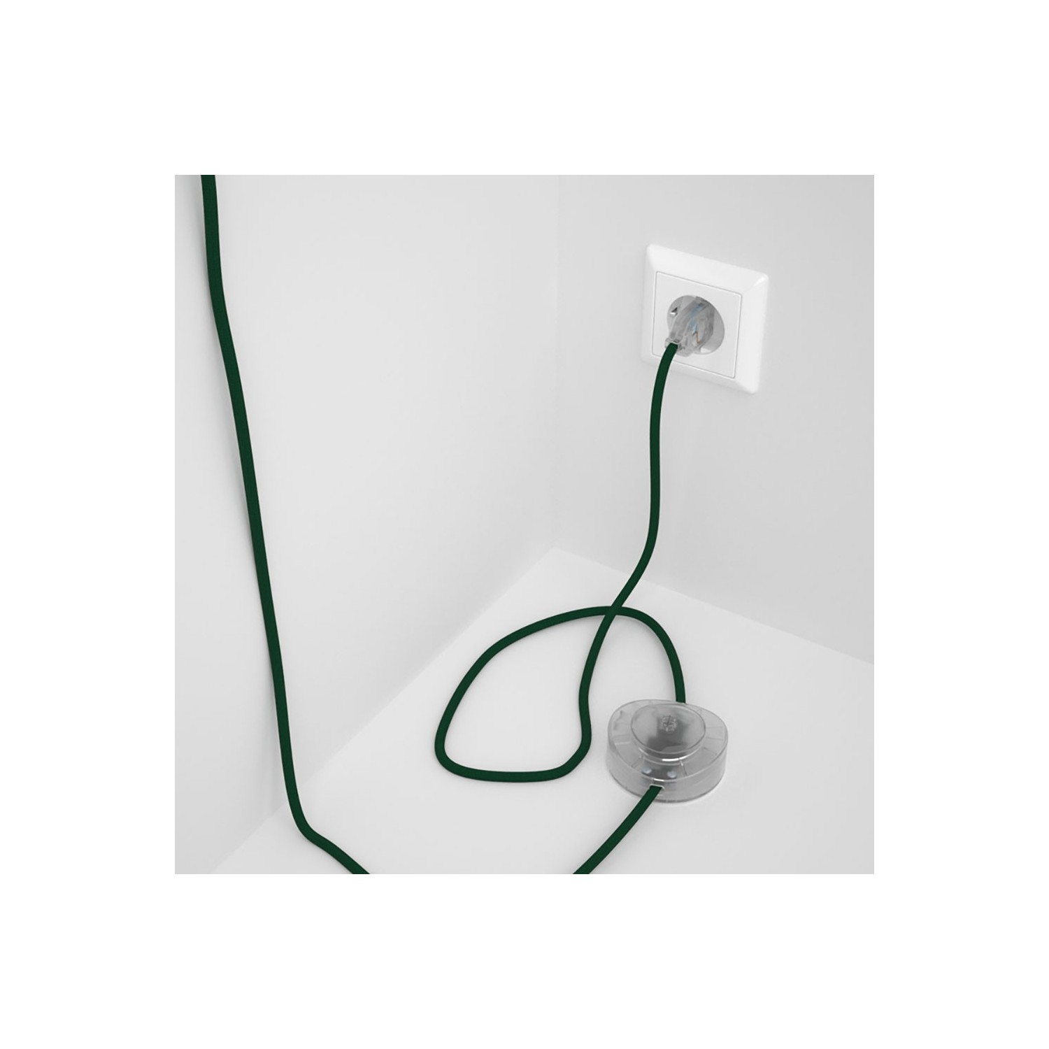Sladdställ med fotströmbrytare, RM21 Mörkgrön Viskos 3 m. Välj färg på strömbrytare och kontakt