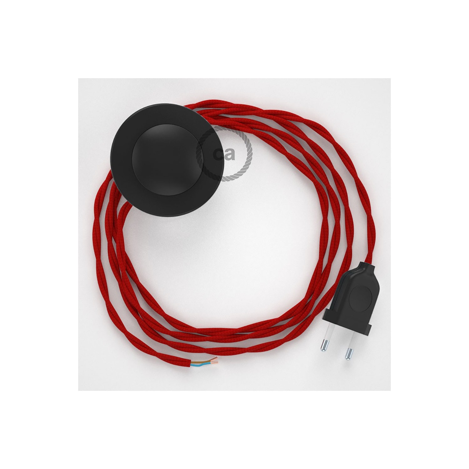 Sladdställ med fotströmbrytare, TM09 Röd Viskos 3 m. Välj färg på strömbrytare och kontakt