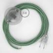 Sladdställ med fotströmbrytare, RZ06 Grön Zig Zag Viskos 3 m. Välj färg på strömbrytare och kontakt