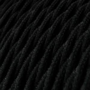 Tvinnad textilkabel, svart bomull TC04