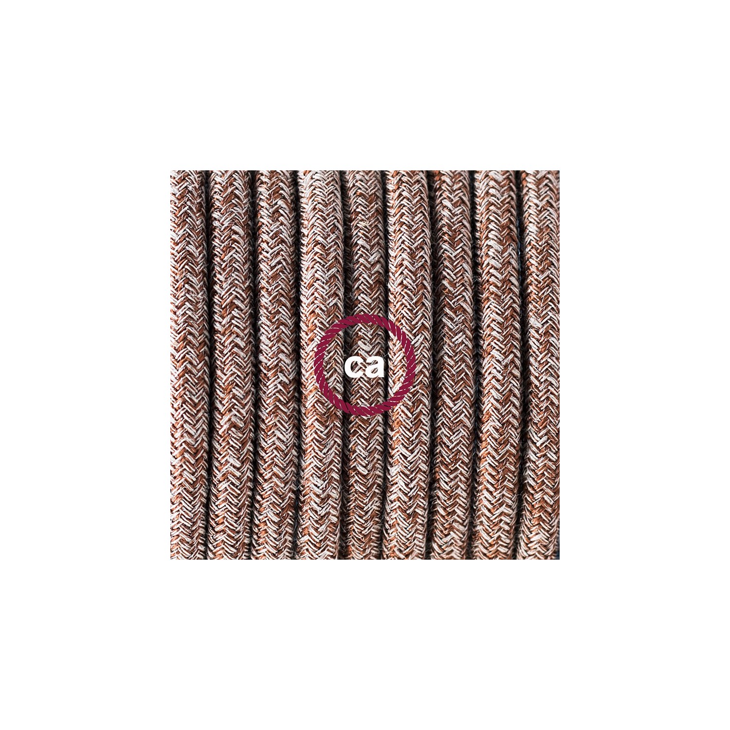 Sladdställ, RS82 Brun glittrig Tweed Bomull och naturligt linne 1,80 m. Välj färg på strömbrytare och kontakt