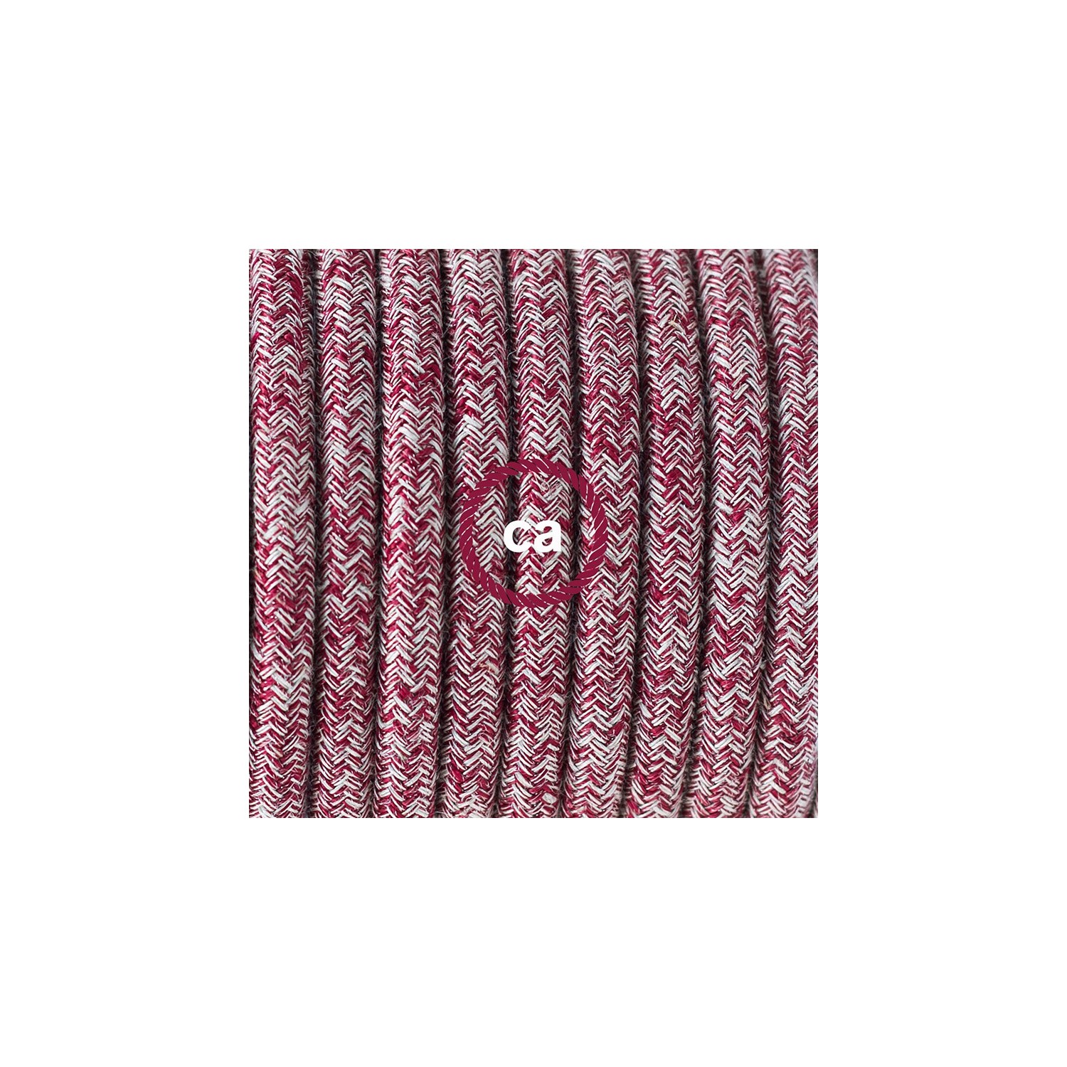 Sladdställ, RS83 Röd glittrig Tweed Bomull och naturligt linne 1,80 m. Välj färg på strömbrytare och kontakt