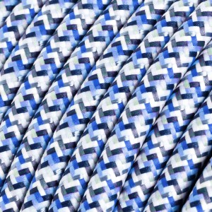 Rund textilkabel, viskos RX03 Pixel Blå