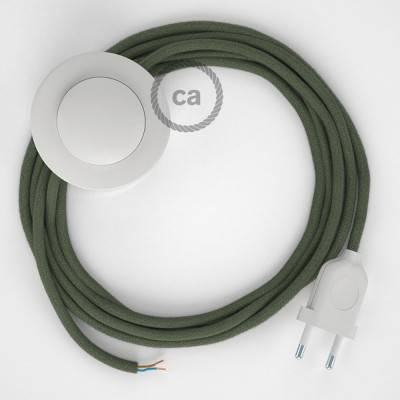 Sladdställ med fotströmbrytare, RC63 Grå/Grön Bomull 3 m. Välj färg på strömbrytare och kontakt