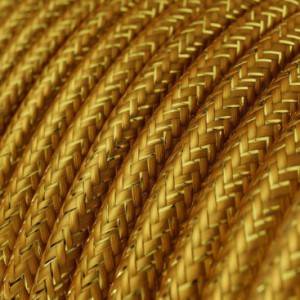 Rund skimrande Textilkabel täckt med viskos RL05 Guld