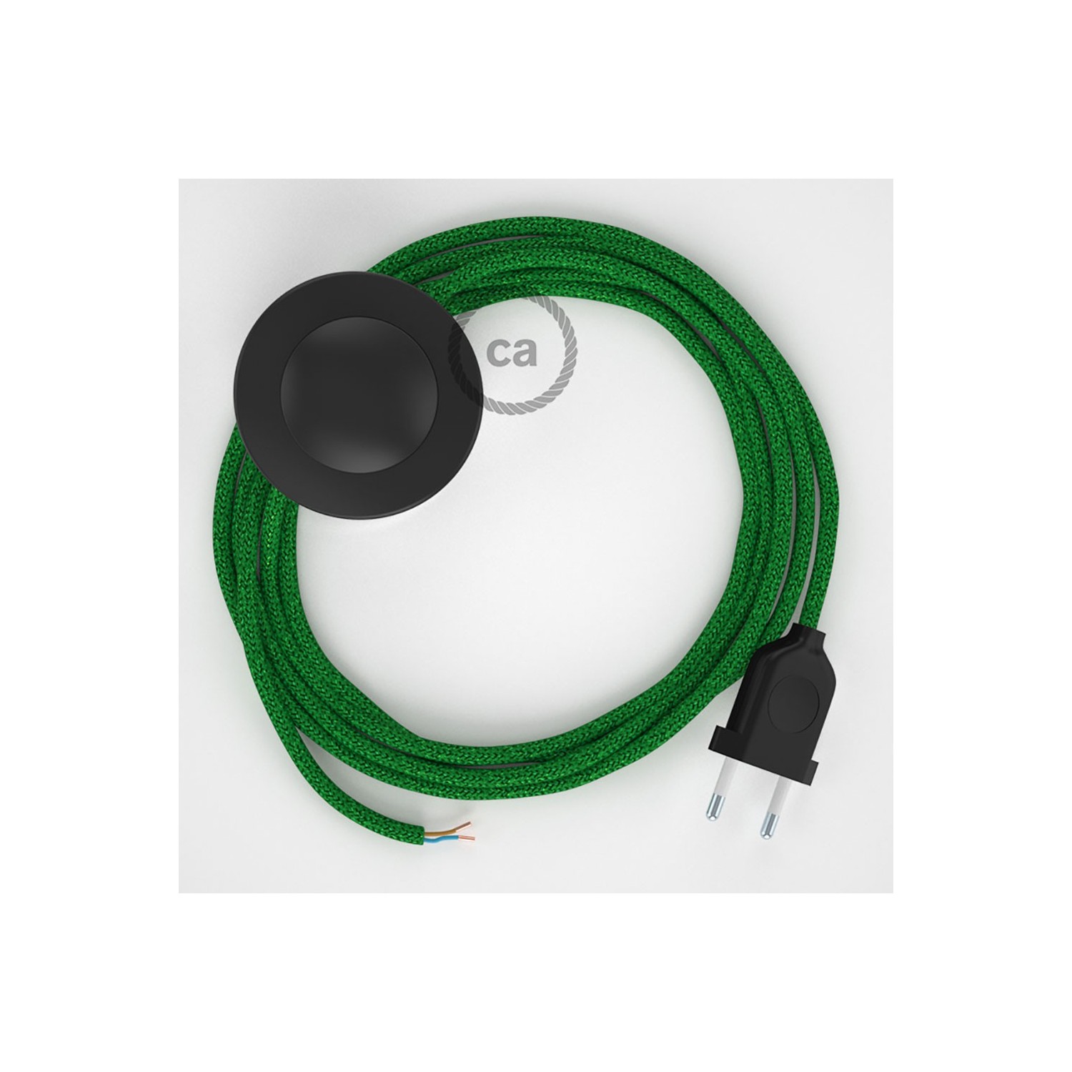 Sladdställ med fotströmbrytare, RL06 Grön Viskos 3 m. Välj färg på strömbrytare och kontakt