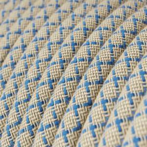 Rund textilsladd av bomull Havsblå Lozenge bomull och linne RD65