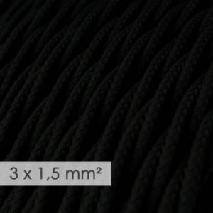 Kraftig tvinnad textilkabel 3x1,50 - viskos Svart TM04
