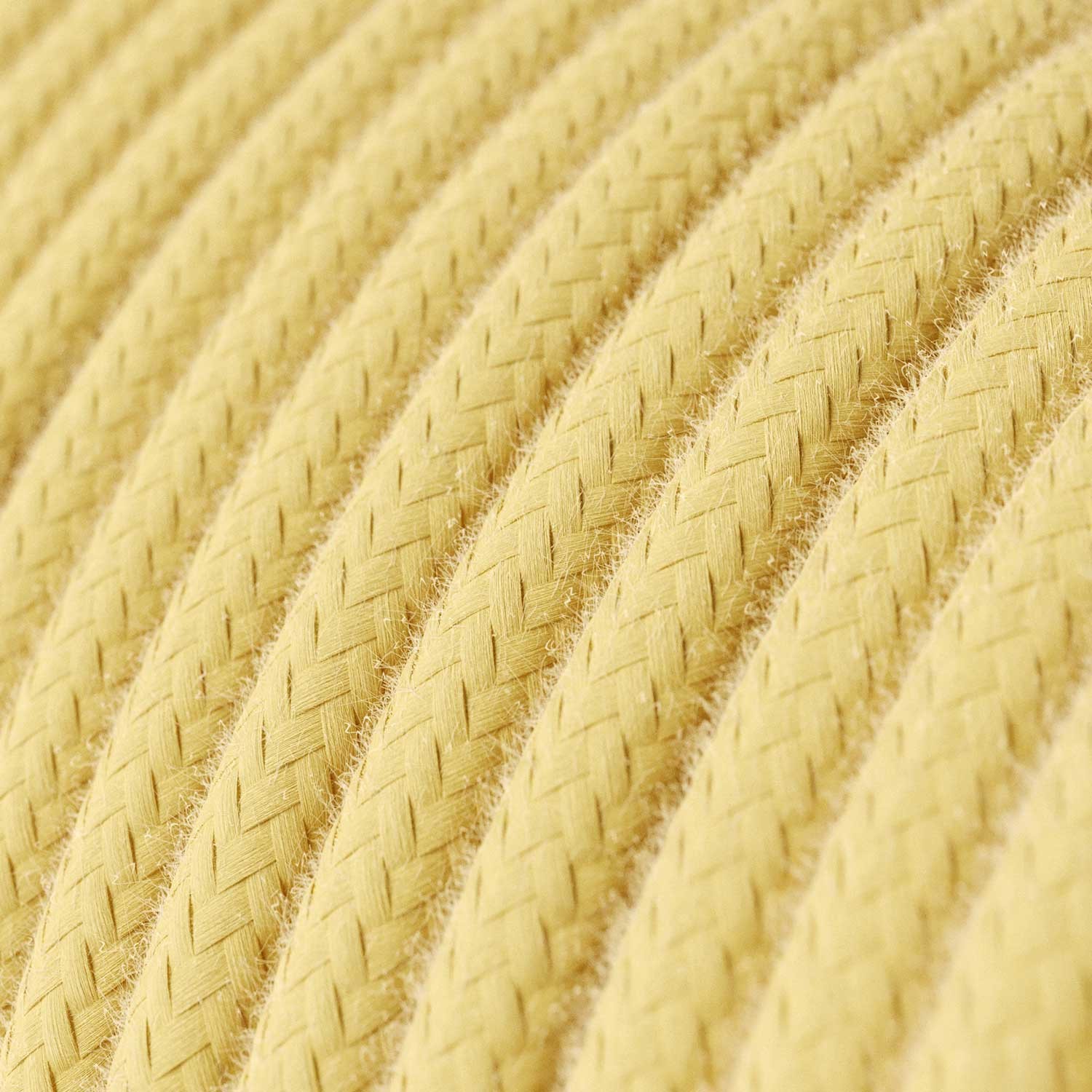 Rund enfärgad textilsladd av bomull RC10 Blekgul