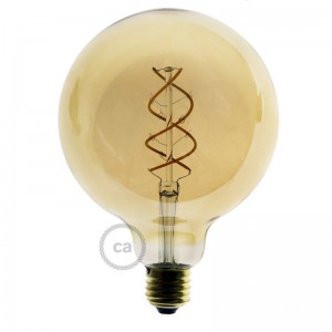 LED Ljuskälla guld - Globe G125 Böjd spiralglödtråd - 4W E27 Dimbar 1800K