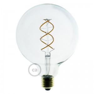 LED Ljuskälla genomskinlig - Globe G125 Böjd spiralglödtråd - 4,9W E27 Dimbar 2200K
