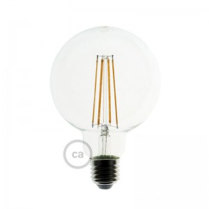 LED Ljuskälla genomskinlig - Globe G95 med lång glödtråd - 7.5W E27 Dekorativ Vintage Dimbar 2200K