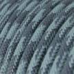 Rund textilkabel i Bomull - Tvåfärgad Stone Grey och Ocean RP25