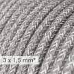Kraftig rund textilkabel 3x1,50 - naturligt linne grå RN02