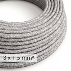 Kraftig rund textilkabel 3x1,50 - naturligt linne grå RN02