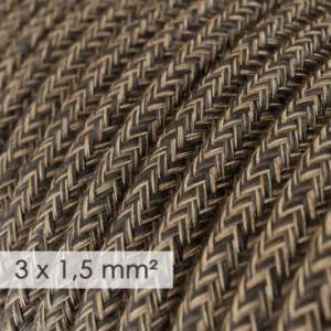 Kraftig rund textilkabel 3x1,50 - naturligt linne brun RN04