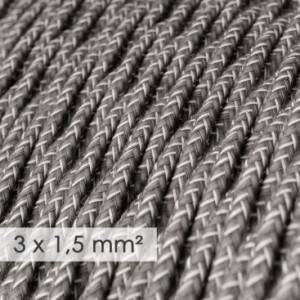 Kraftig tvinnad textilkabel 3x1,50 - naturligt linne grå TN02