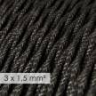 Kraftig tvinnad textilkabel 3x1,50 - naturligt linne grå TN03