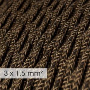 Kraftig tvinnad textilkabel 3x1,50 - naturligt linne brun TN04