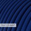 Kraftig rund textilkabel 3x1,50 - Viskos Blå RM12
