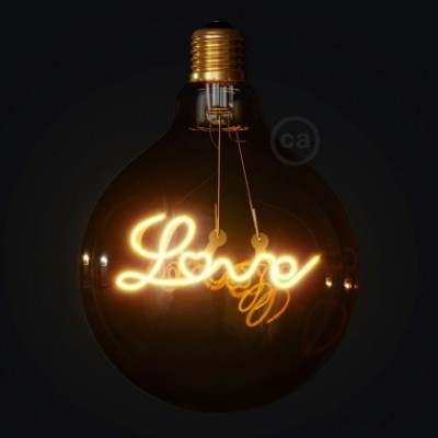 LED Ljuskälla Gold för hängande pendel - Globe G125 med LED-filament “Love” - 5W E27 Decorative Vintage 2000K