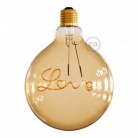 LED Ljuskälla Gold för hängande pendel - Globe G125 med LED-filament “Love” - 5W E27 Decorative Vintage 2000K