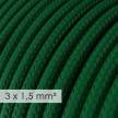Grenuttag med textilkabel i Viskos RM21 Mörkgrön och Schuko-kontakt med komfortgrepp