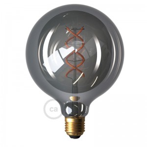 Smoky LED-ljuskälla - Globe G125 böjd spirlaglödtråd - 5W E27 dimbar 2000K