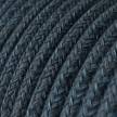 Rund enfärgad textilsladd av bomull - Blue Mirage RX10