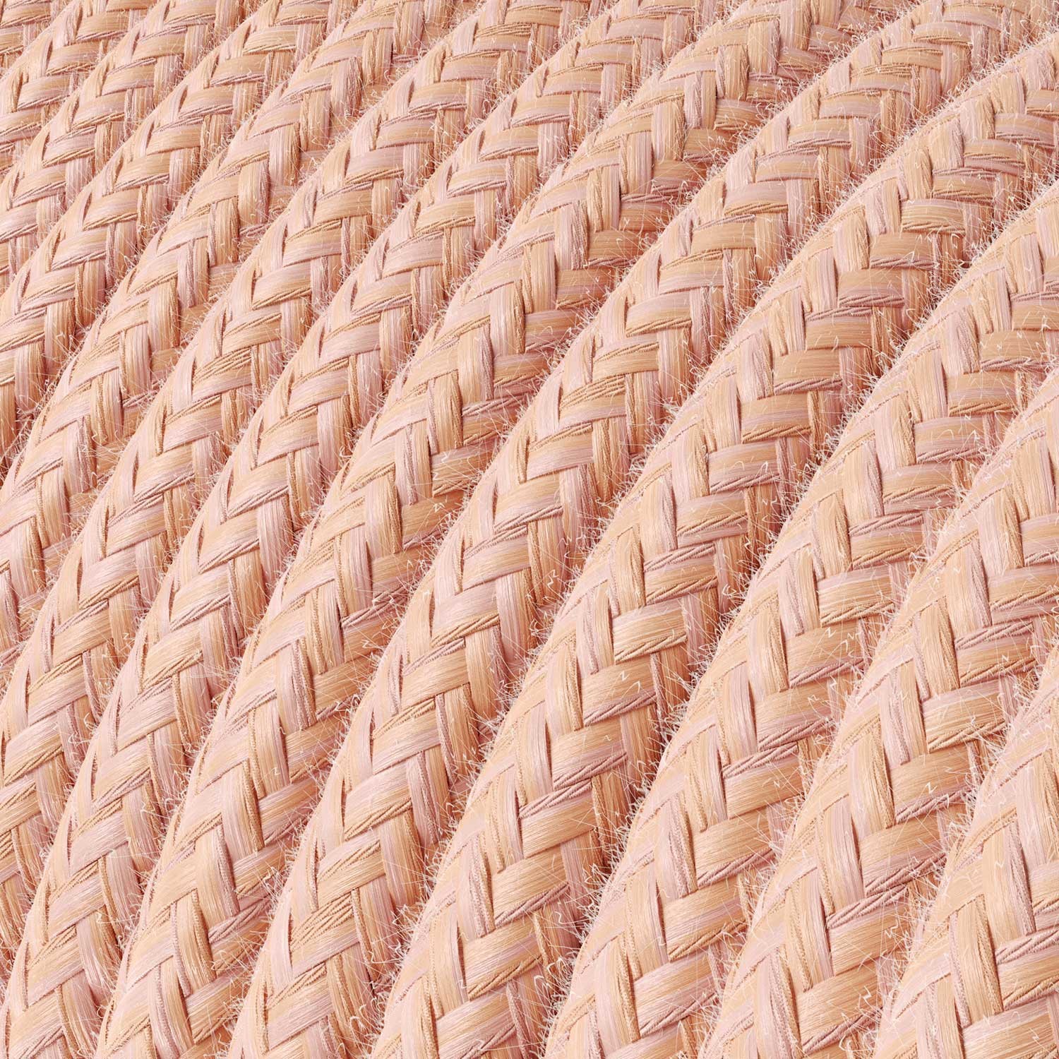 Rund enfärgad textilsladd av bomull - Salmon RX13