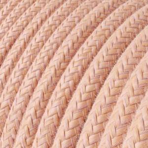 Rund enfärgad textilsladd av bomull - Salmon RX13