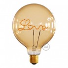 LED Ljuskälla Gold för lampfot (upprätt position) - Globe G125 med LED-filament “Love” - 5W E27 Decorative Vintage 2000K