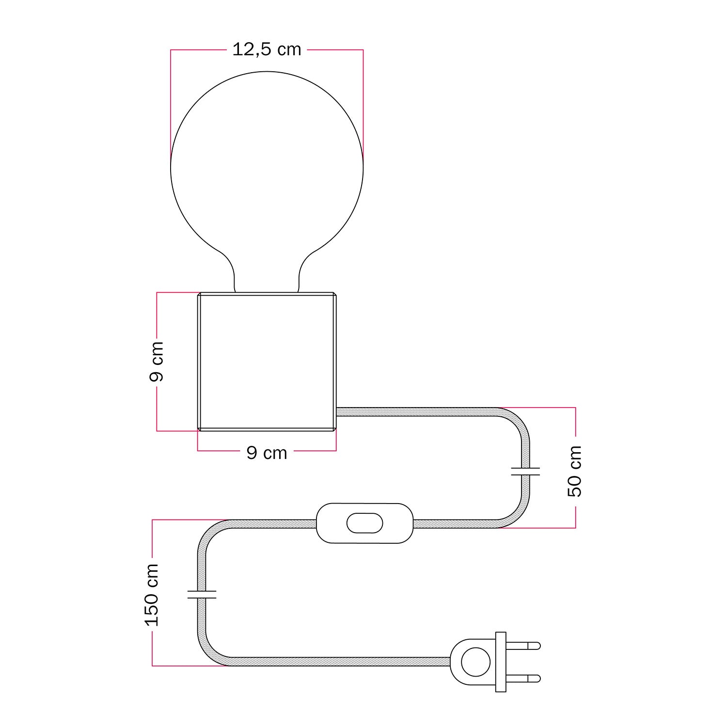 Lampada da tavolo Cubetto "Bimbi c’è l’onde" con lampadina globo effetto porcellana - Tuttapolpa