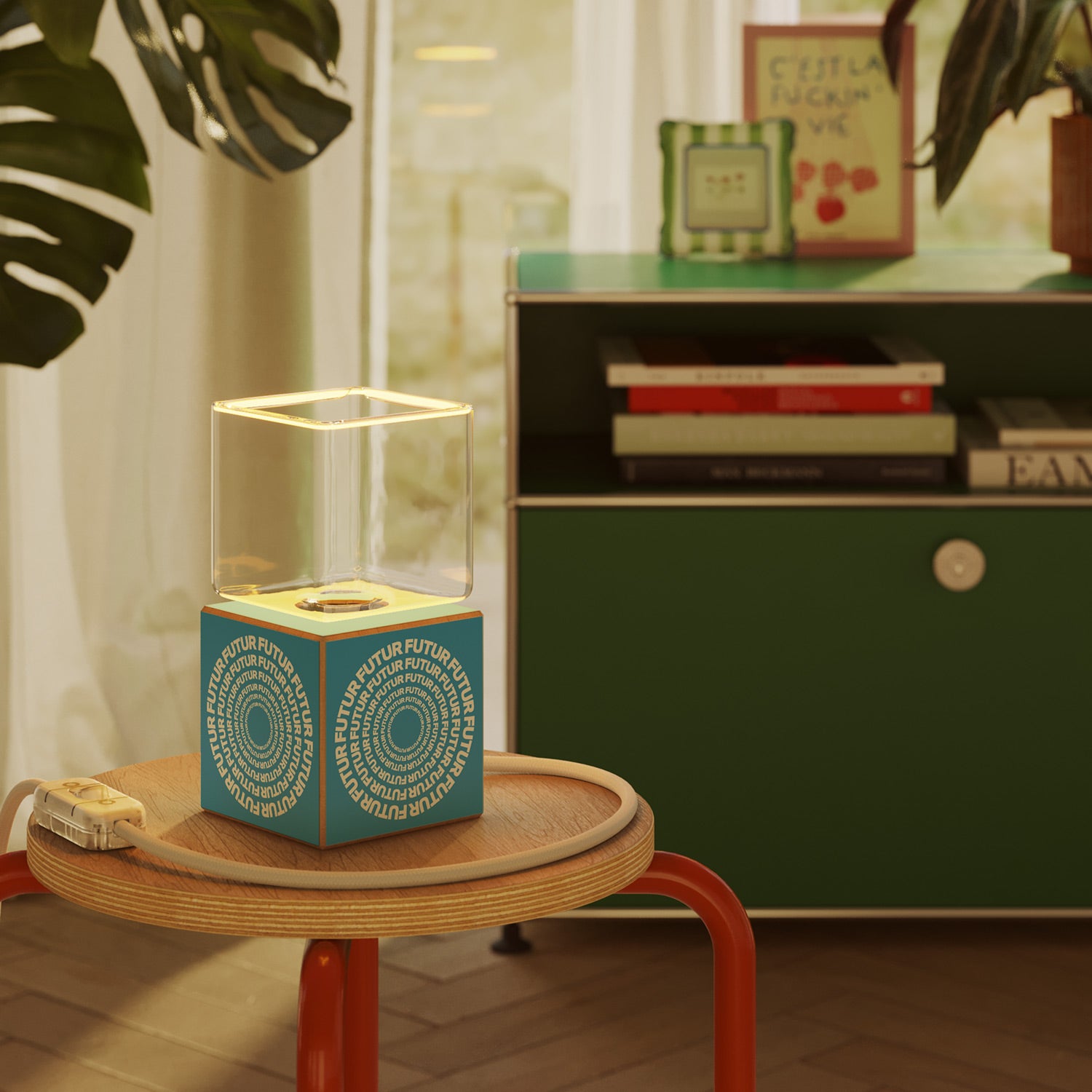 Lampada da tavolo Cubetto "Futur" con lampadina Ghost - Futur Festival