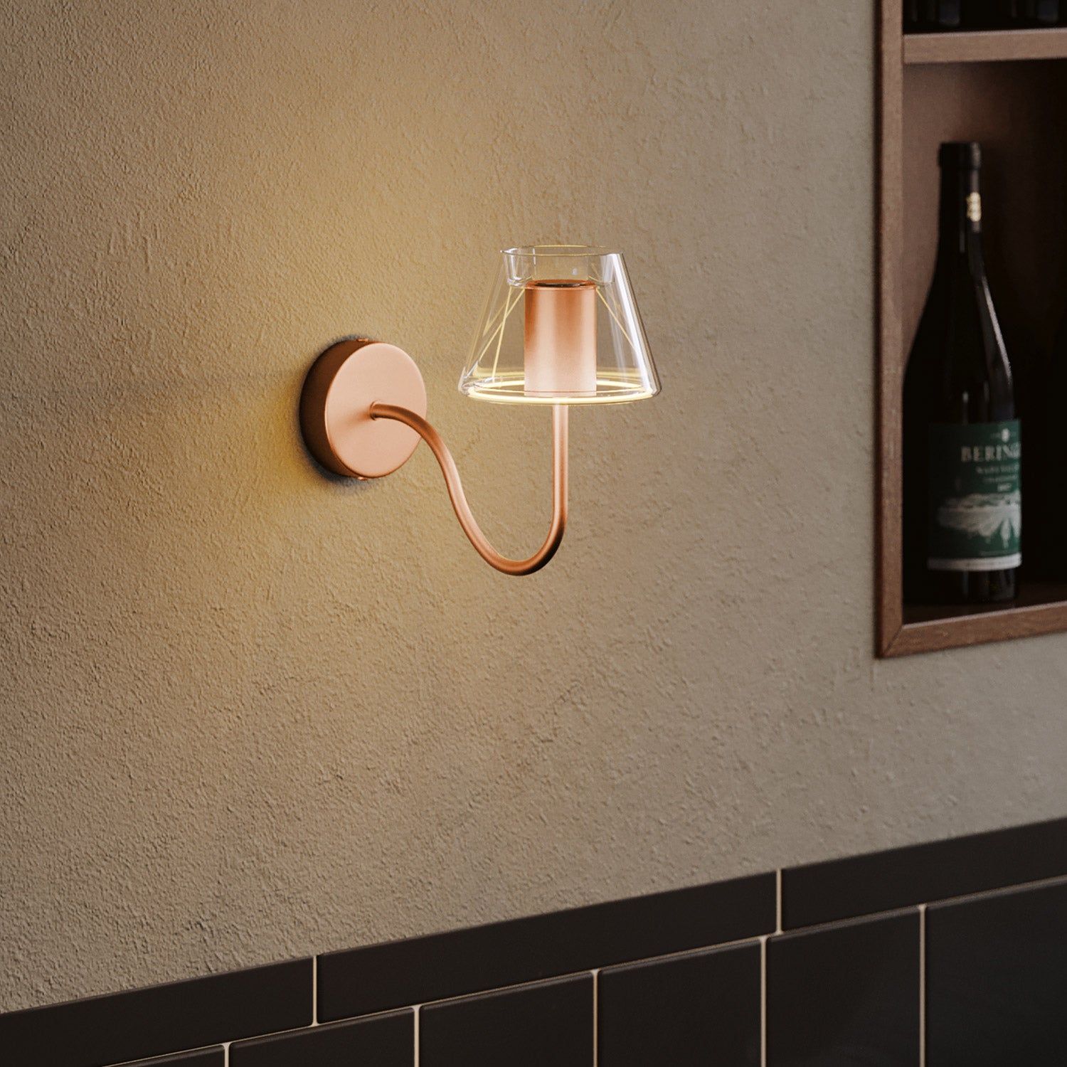 S-formad förlängningstub för lampa, 16,5 cm i metall – Satin-koppar