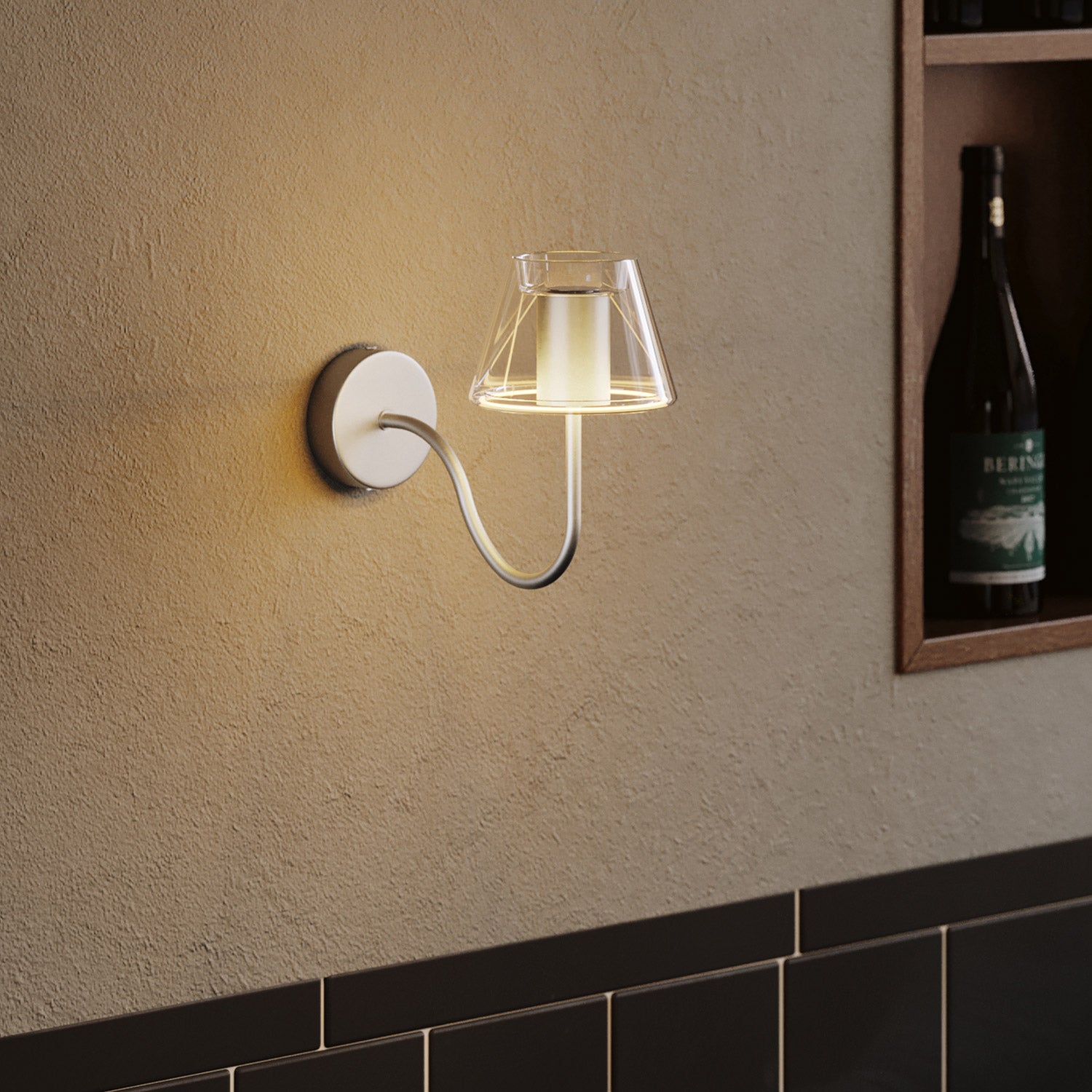 S‑format böjt förlängningsrör för lampa, 16,5 cm i metall – Satin titan