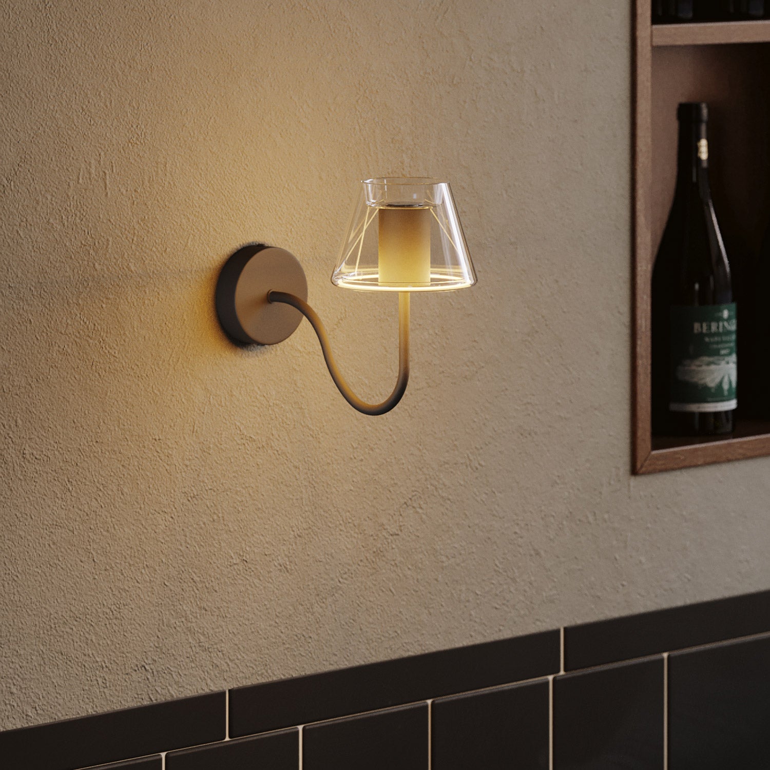 S-format böjt förlängningsrör för lampa, 16,5 cm i metall – Svart