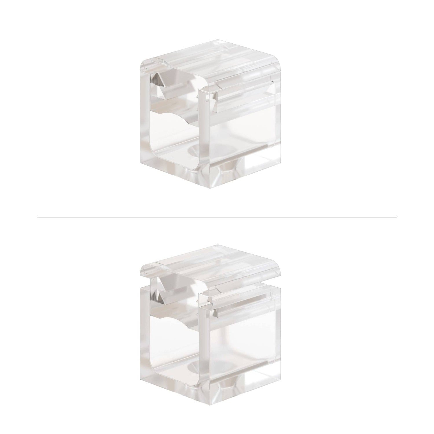 Set 4 Cube Clip Trasparente - Mini fissaggio a parete per cavo tessile
