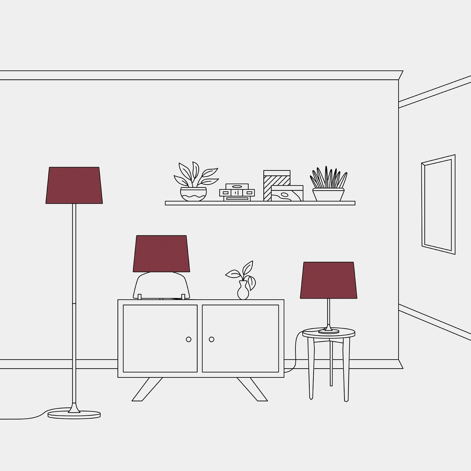 Paralume Athena con attacco E27 per lampada da tavolo o da terra - Made in Italy - Arenal Bordeaux