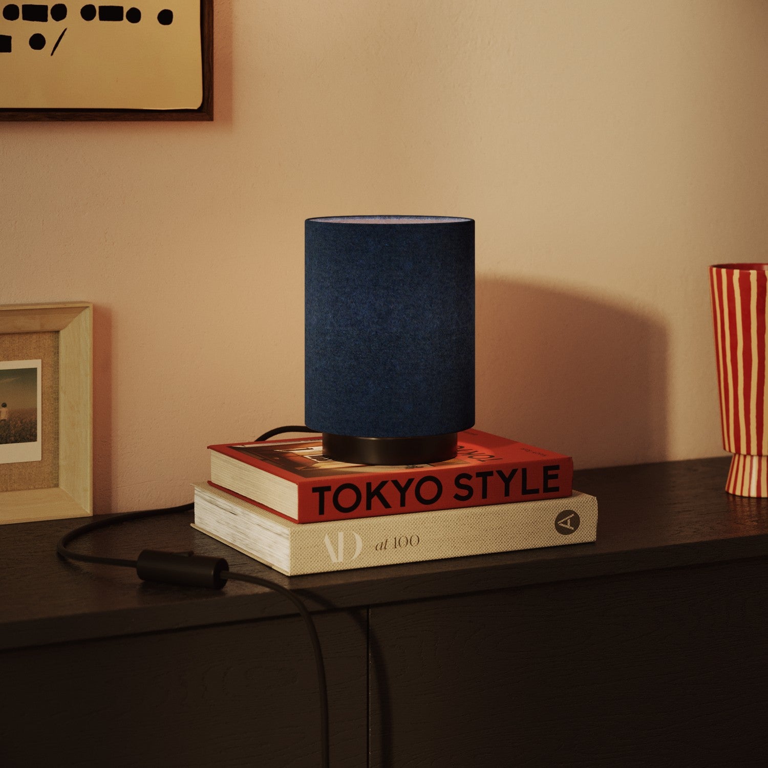 Paralume Cilindro S in tessuto con attacco E27 - Made in Italy - Lana Blu