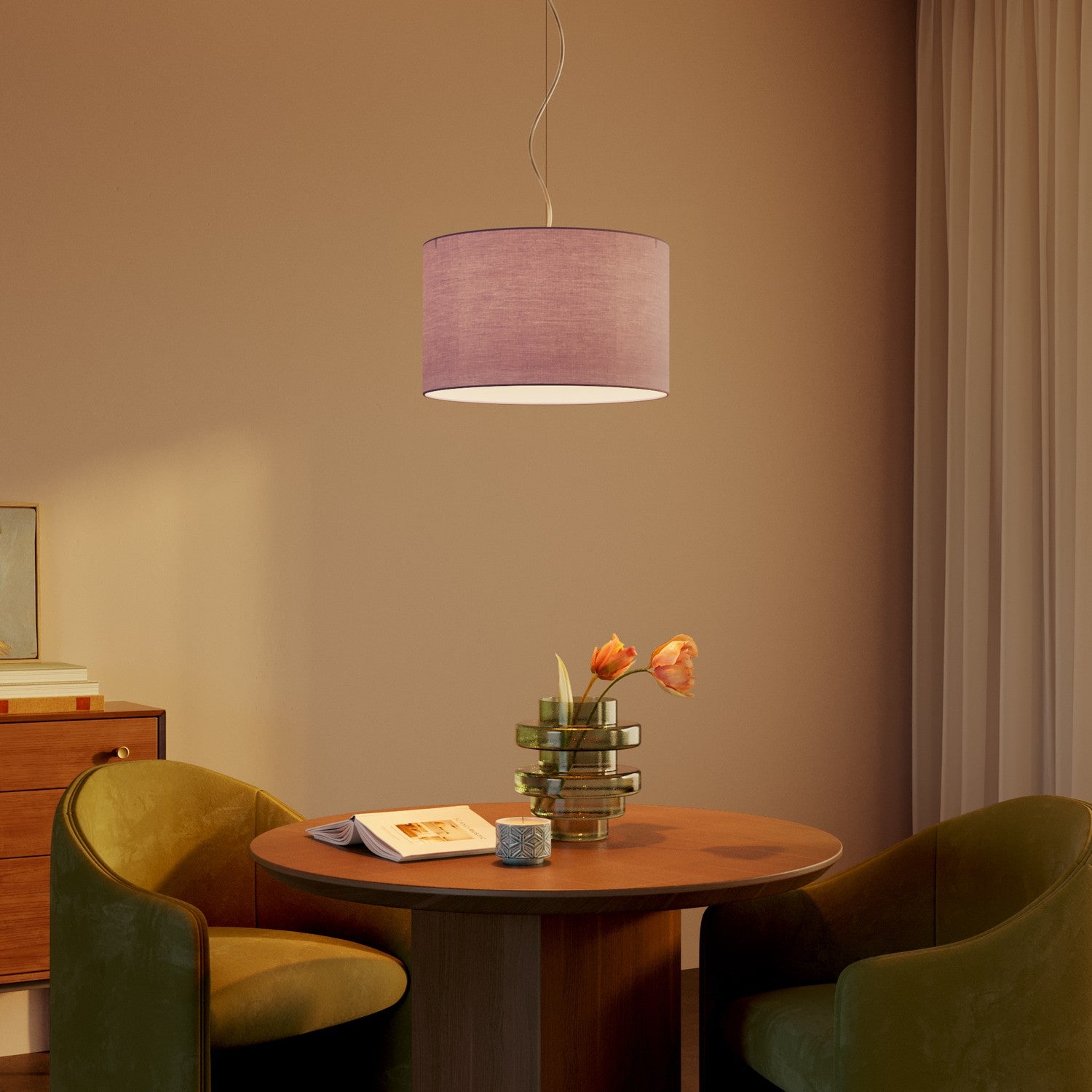 Paralume Cilindro L in tessuto con attacco E27 - Made in Italy - Teletta Lilla