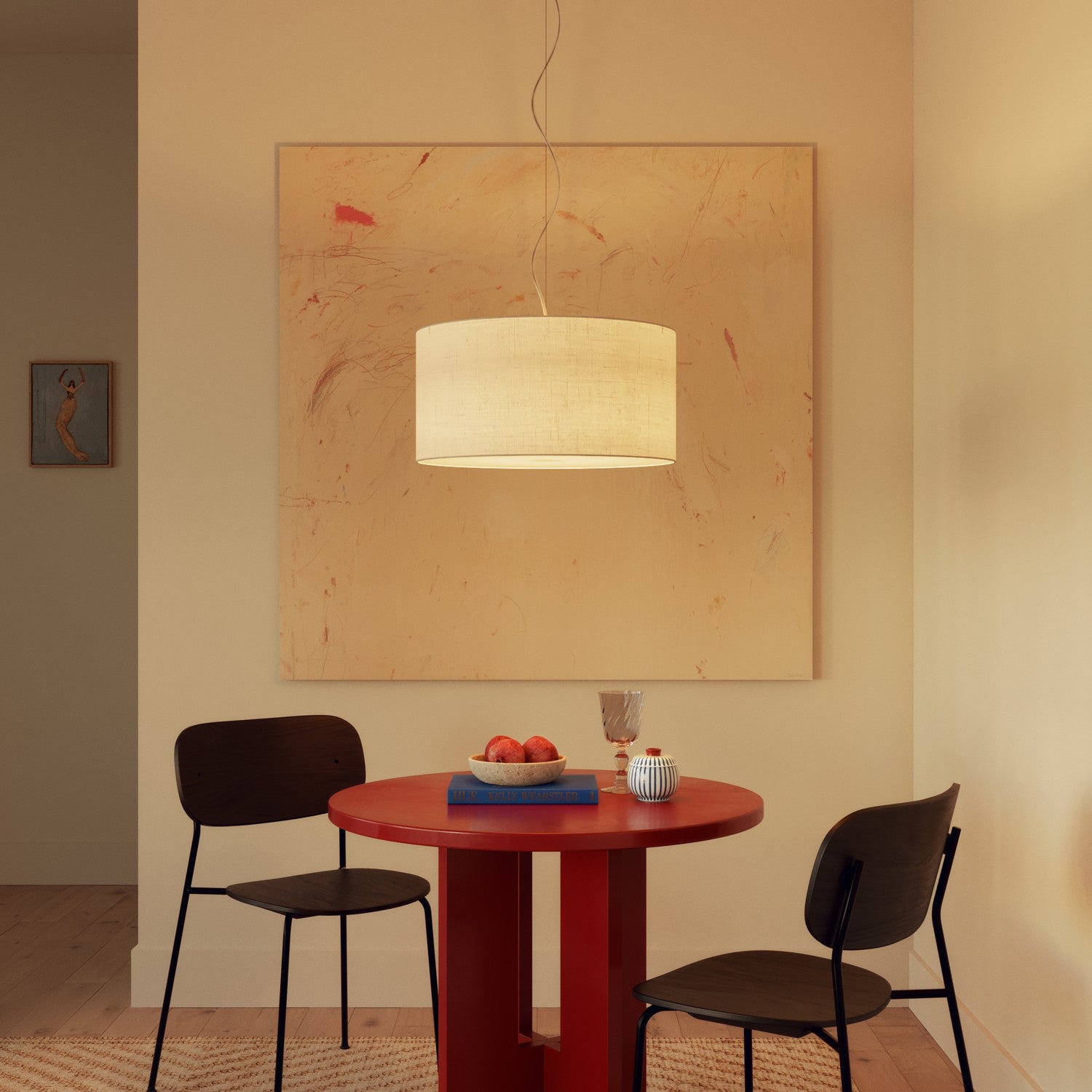 Paralume Cilindro XL in tessuto con attacco E27 - Made in Italy - Lino Crudo