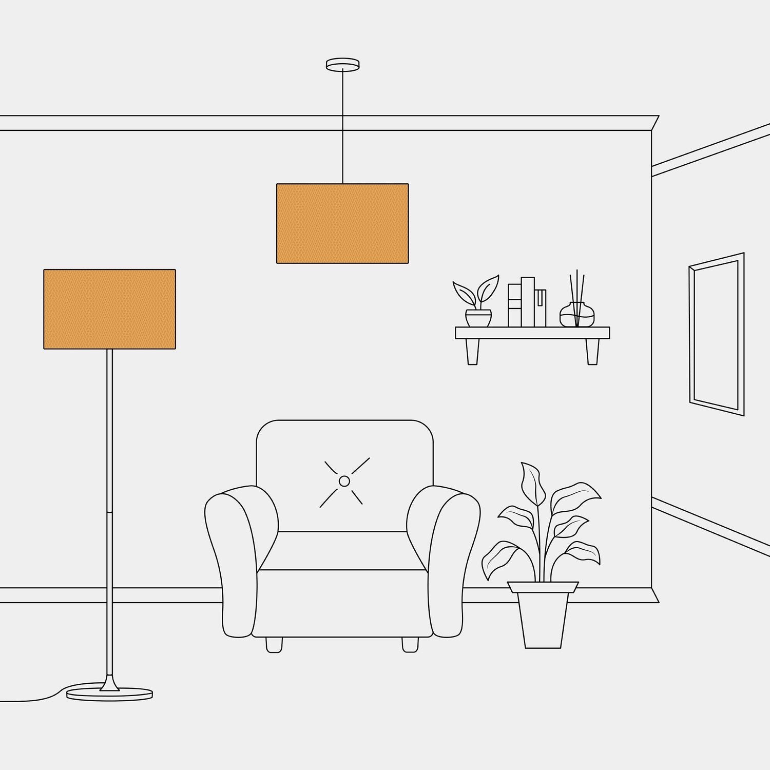 Paralume Cilindro XL in tessuto con attacco E27 - Made in Italy - Teletta Mandarino