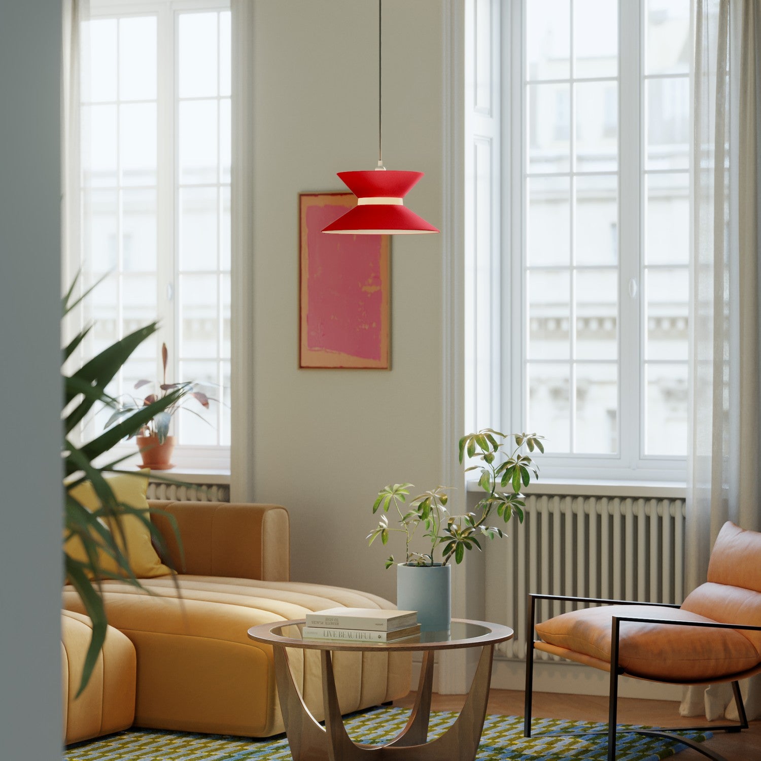 Paralume in tessuto Clessidra Teletta rosso - Made in Italy Arenal sabbia