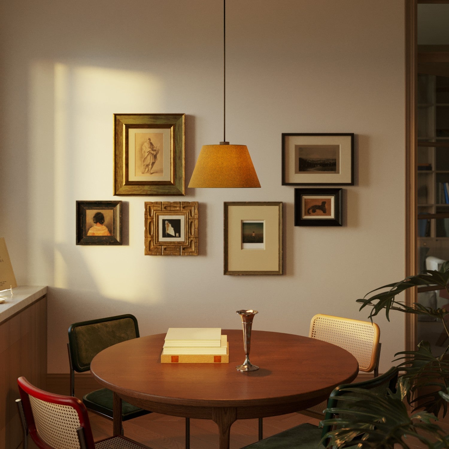 Paralume Impero M per sospensione con attacco E27 - Made in Italy - Lana Senape