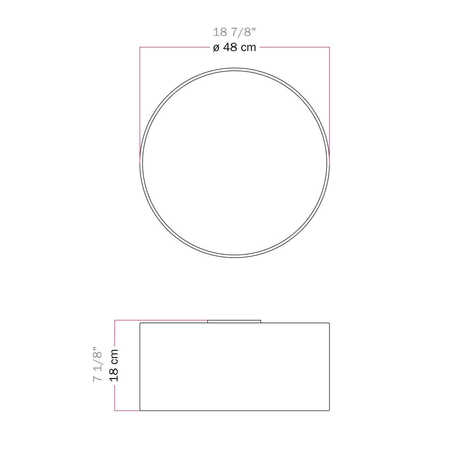 Plafoniera in tessuto Medium Slim - Made in Italy - Lana Aragosta